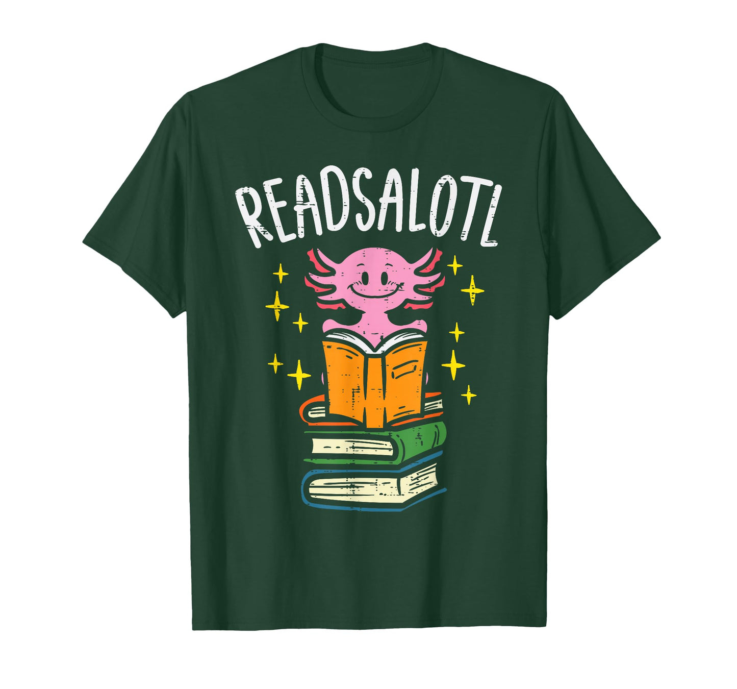 Axolotl Books Readsalotl Reading Bookworm Boys Girls Kids T-Shirt Small