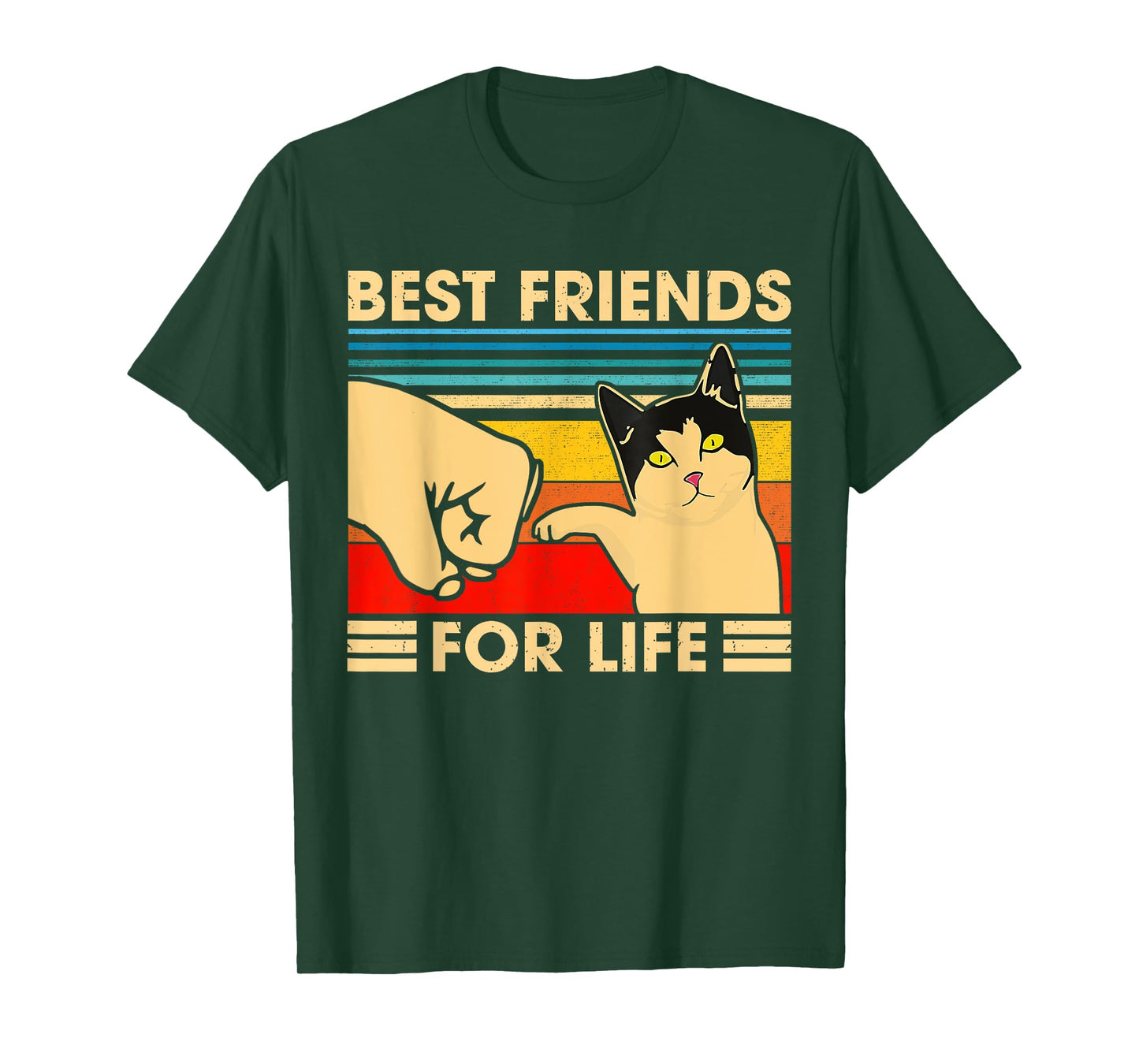 Vintage Cat Best Friends For Life Fist Bump Funny Cat Lovers T-Shirt