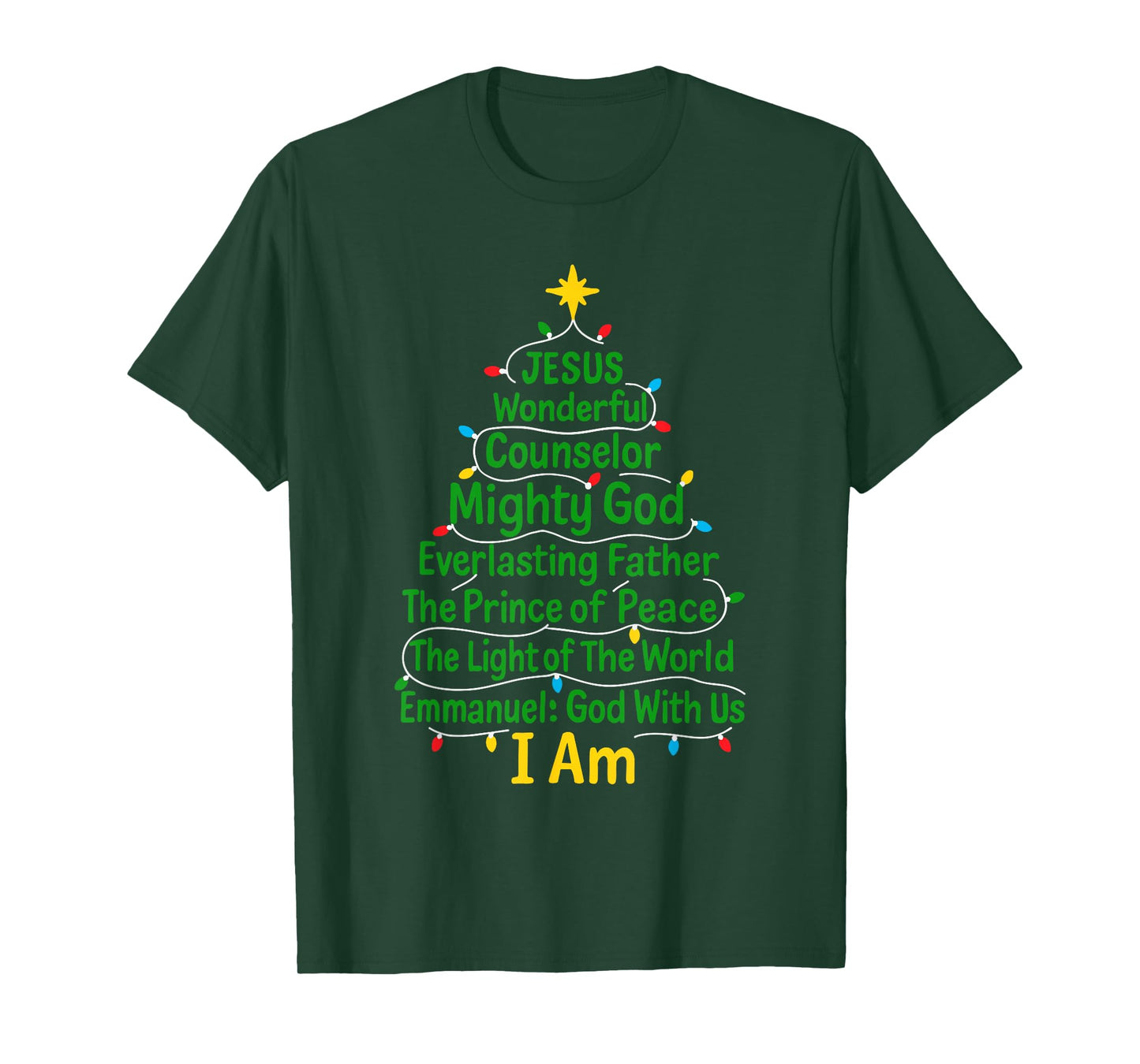 Christian Christmas Jesus Bible Names Xmas Tree Shaped T-Shirt
