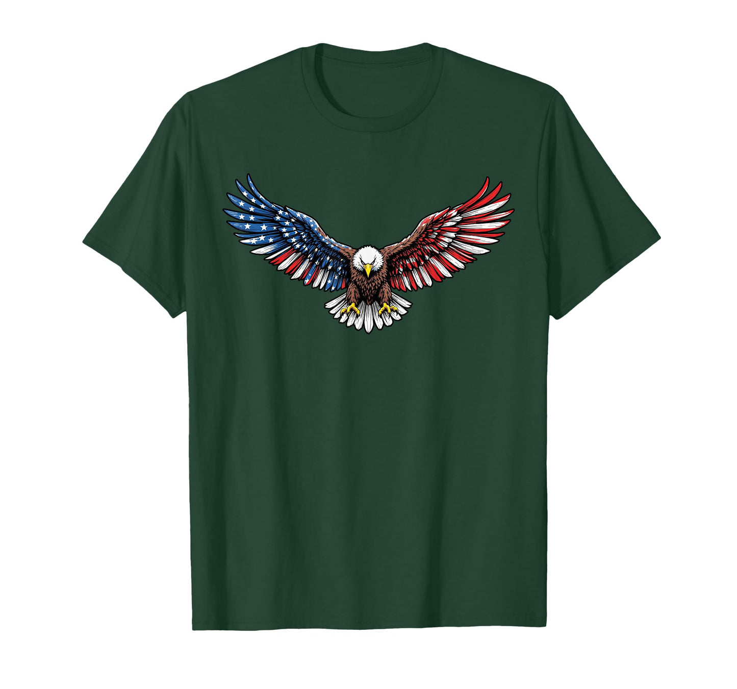 Patriotic Bald Eagle 4th of July USA American Flag Men Boys T-Shirt