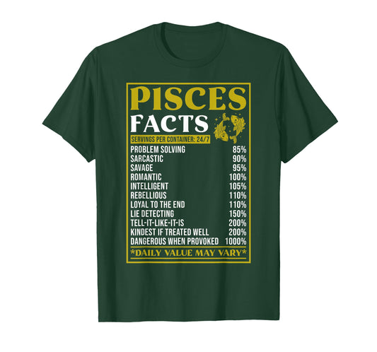Pisces Zodiac Facts Design - Zodiac Facts Funny Pisces T-Shirt