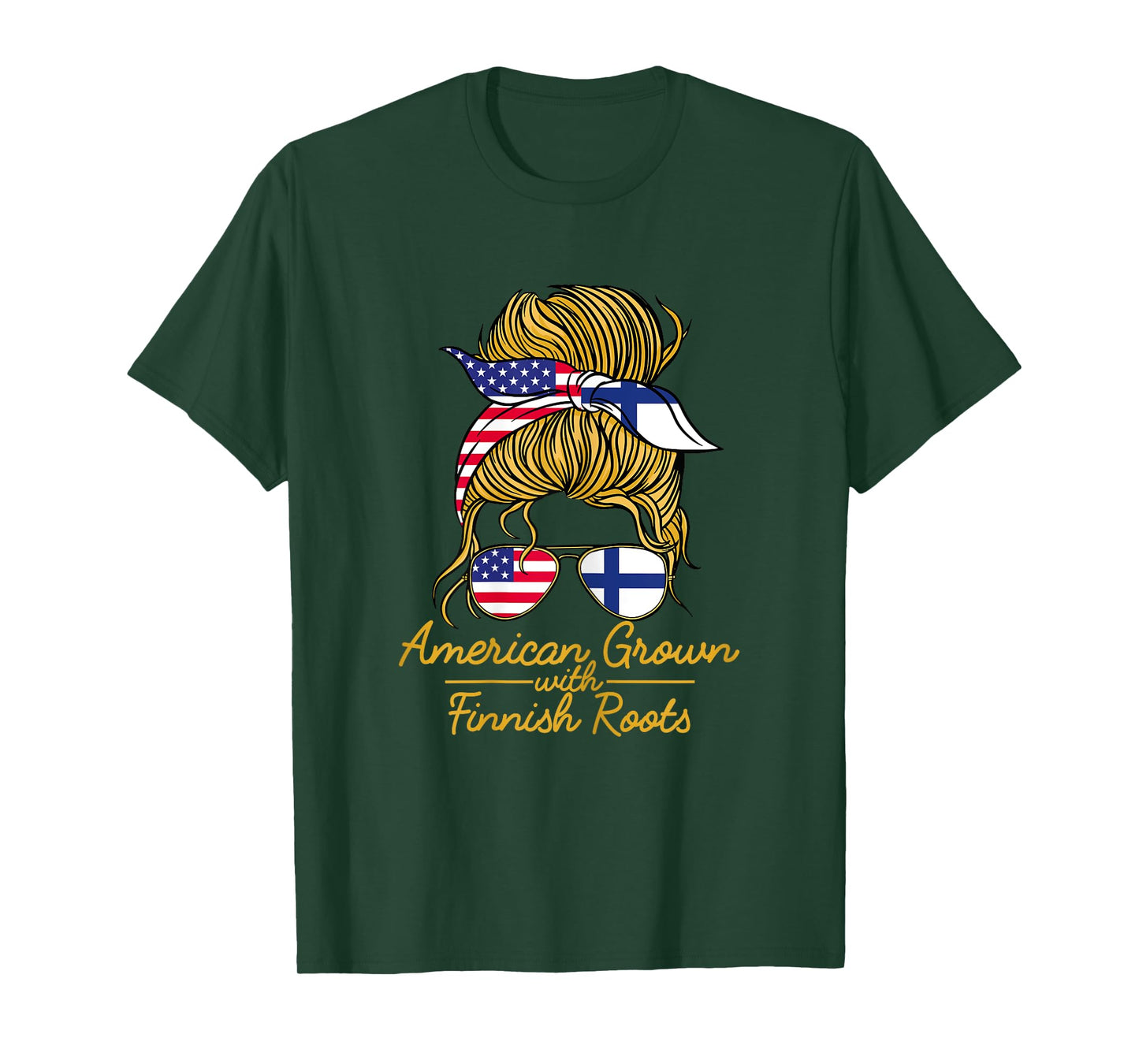 American Grown with Finnish Roots Finland and USA Flag T-Shirt