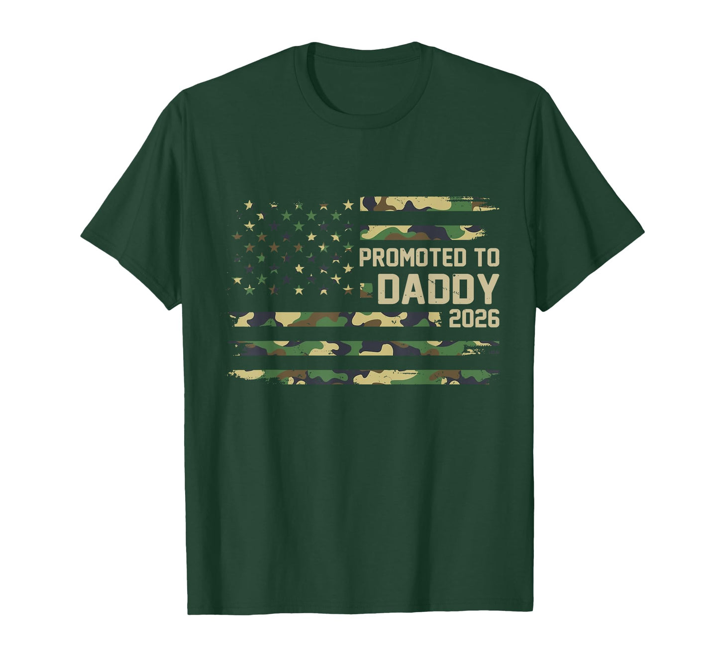 Promoted to Daddy Est 2026 Camo USA Flag New Dad 2026 T-Shirt