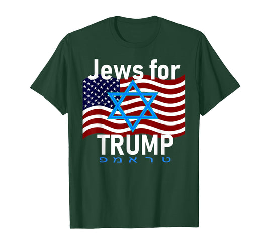 Jews for Trump American Flag Star of David Hebrew Supporter T-Shirt