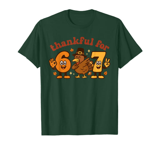67 Thanksgiving Thankful Six Seven Meme Dabbing Turkey Boys T-Shirt