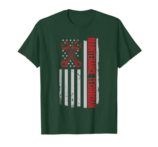 Maintenance Worker American Flag Maintenance Technician T-Shirt