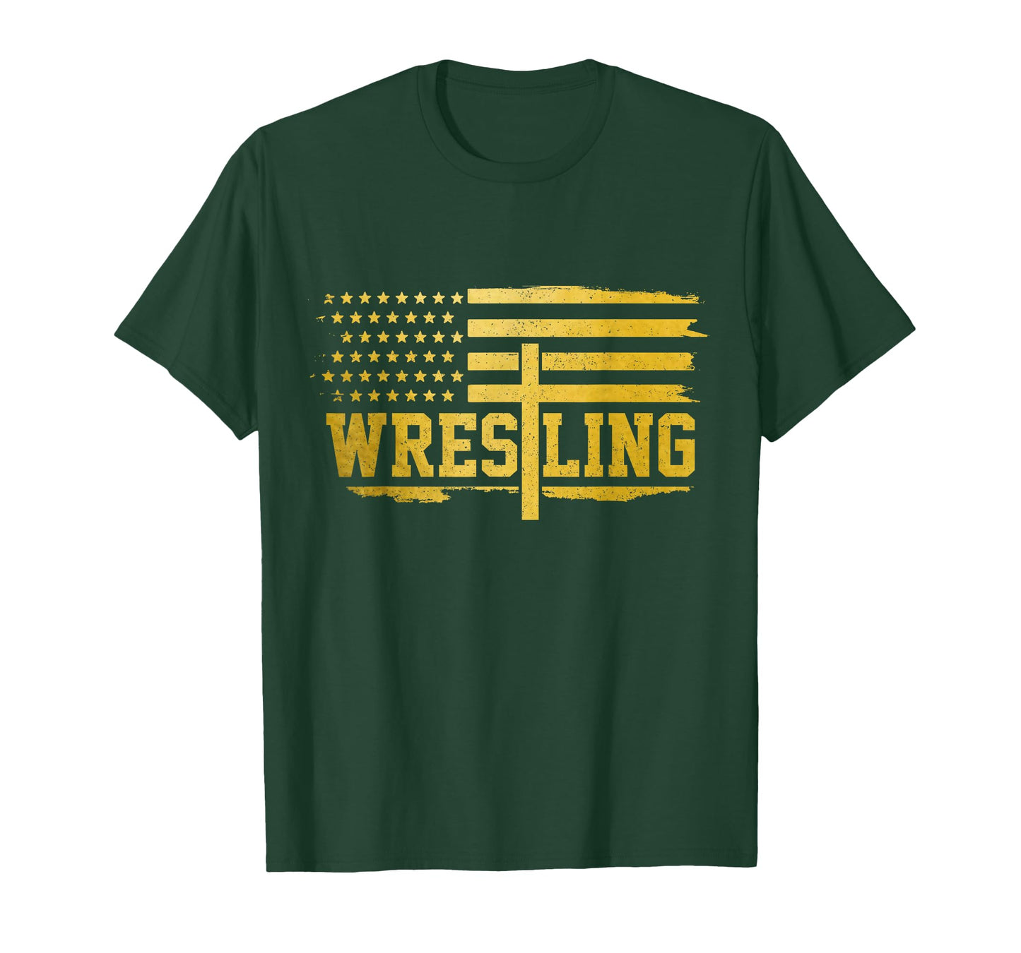 Christian Wrestling American Flag Vintage Patriotic Wrestler T-Shirt