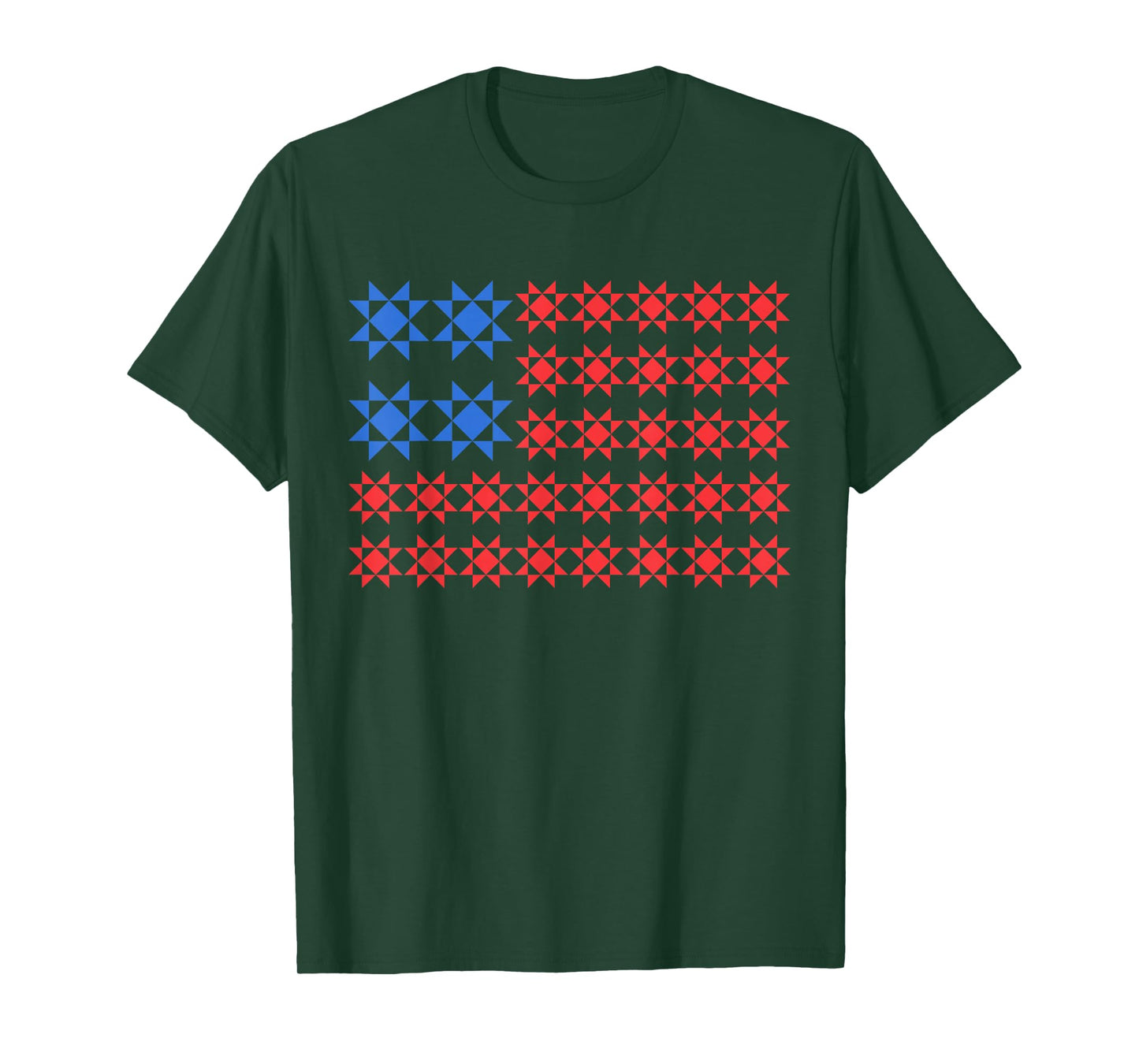 Patriotic American Flag Quilt Quilting Sewing 4th Of July T-Shirt