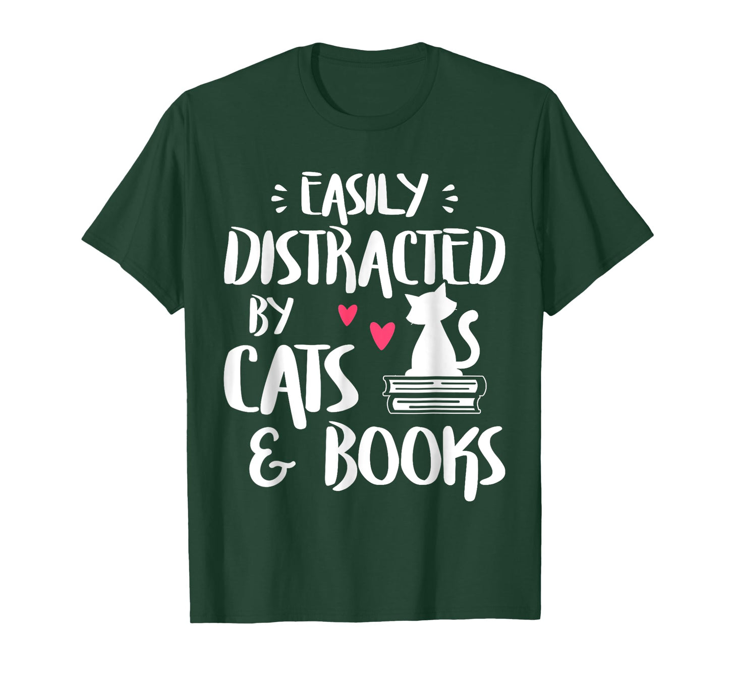 Easily Distracted by Cats and Books - Cat & Book Lover T-Shirt for Men Women Kids