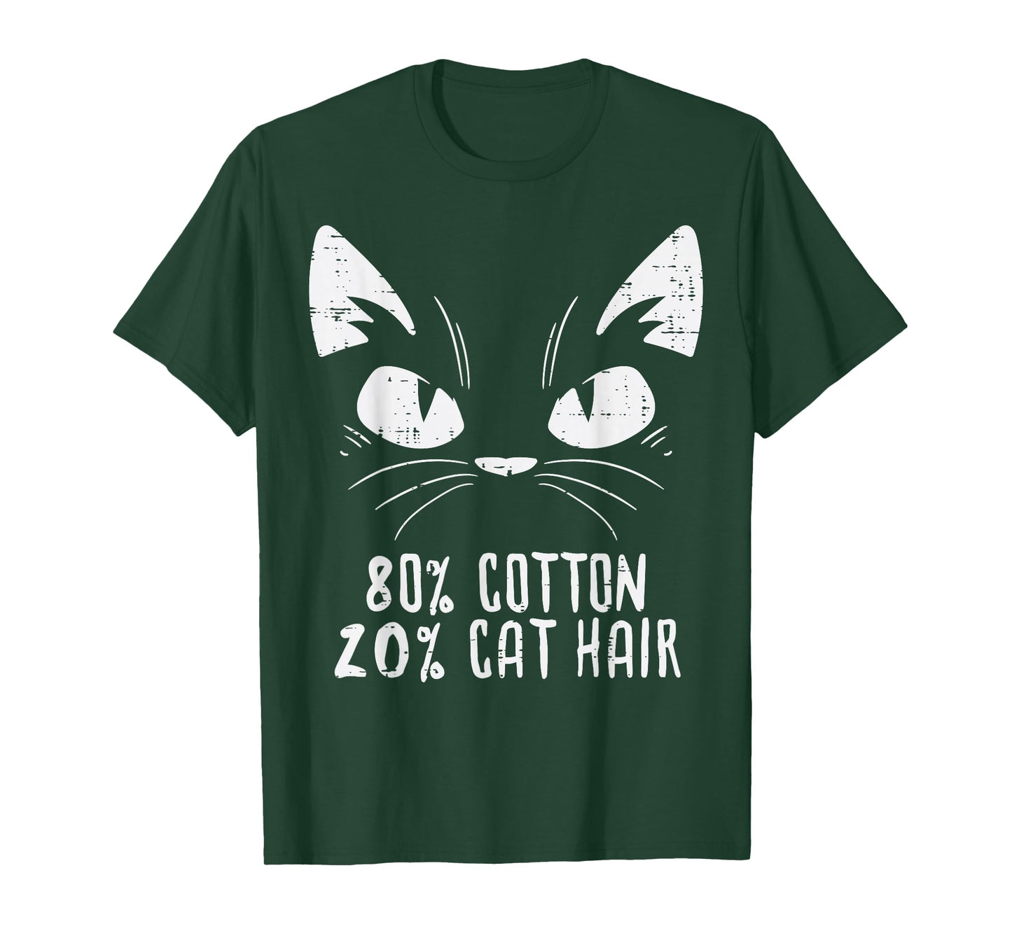Black Cat Face 80% Cotton 20% Hair Kitten Feline Pet Lover T-Shirt