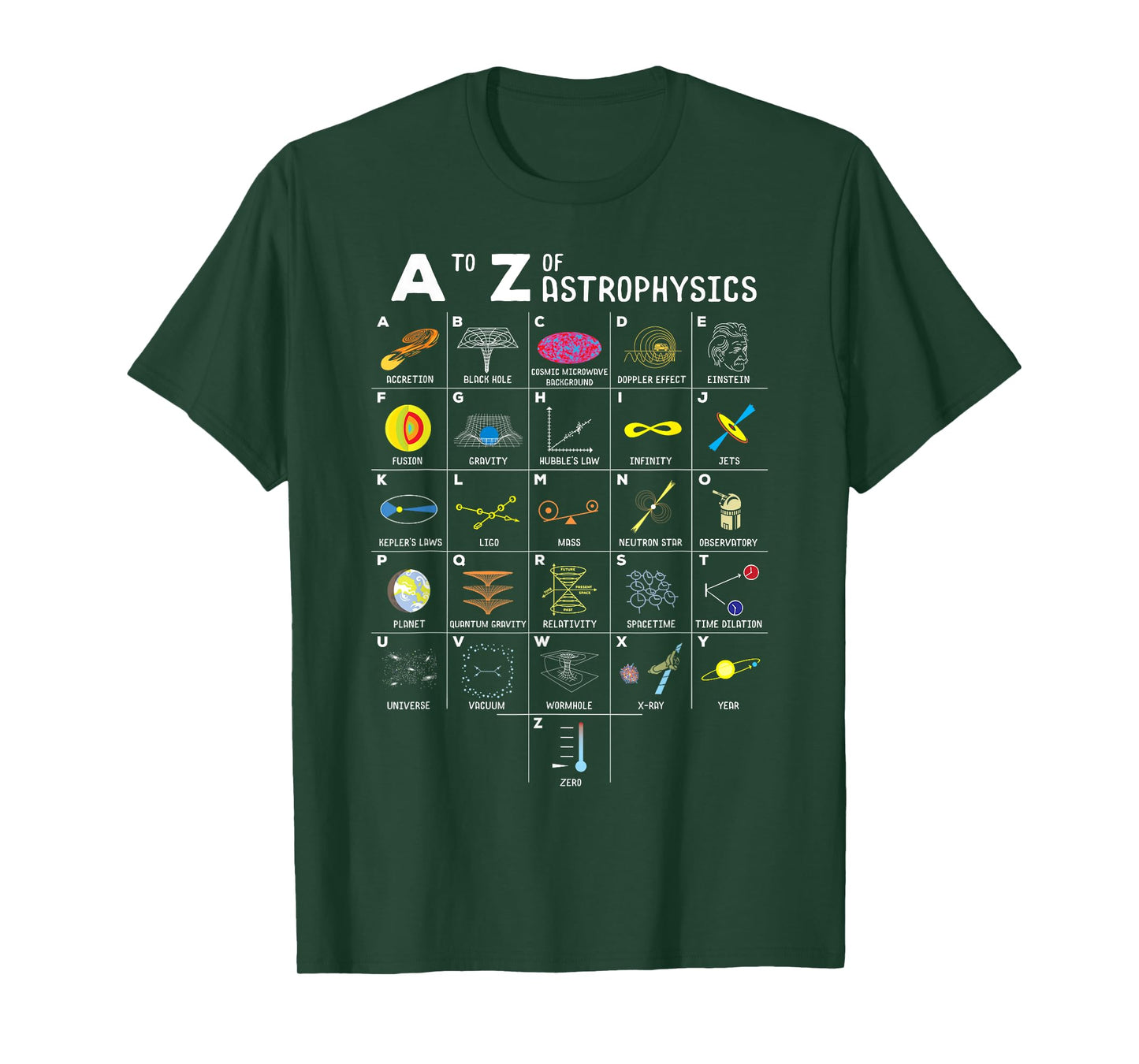 A to Z Funny Astronomy Lovers Astrophysics Astronomers T-Shirt