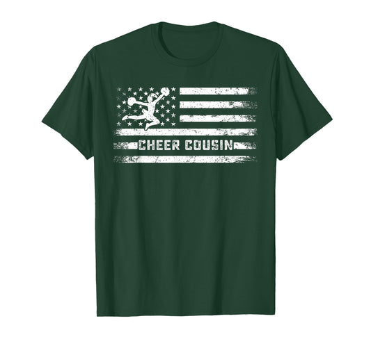 Cheer Cousin Usa Flag Vintage Cousin Cheerleader Squad Tees Women Kids Men T-Shirt