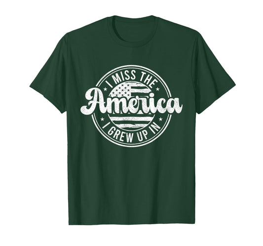 I Miss The America I Grew Up In American Flag Vintage T-Shirt