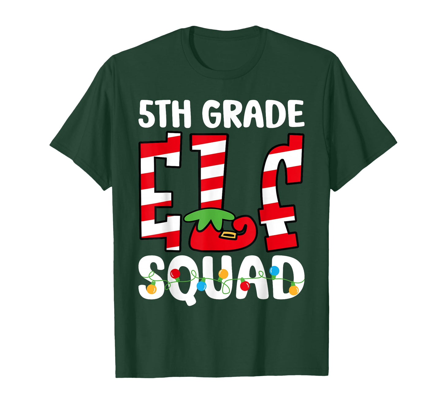 5th Grade Elf Squad Teacher Student Matching Christmas T-Shirt