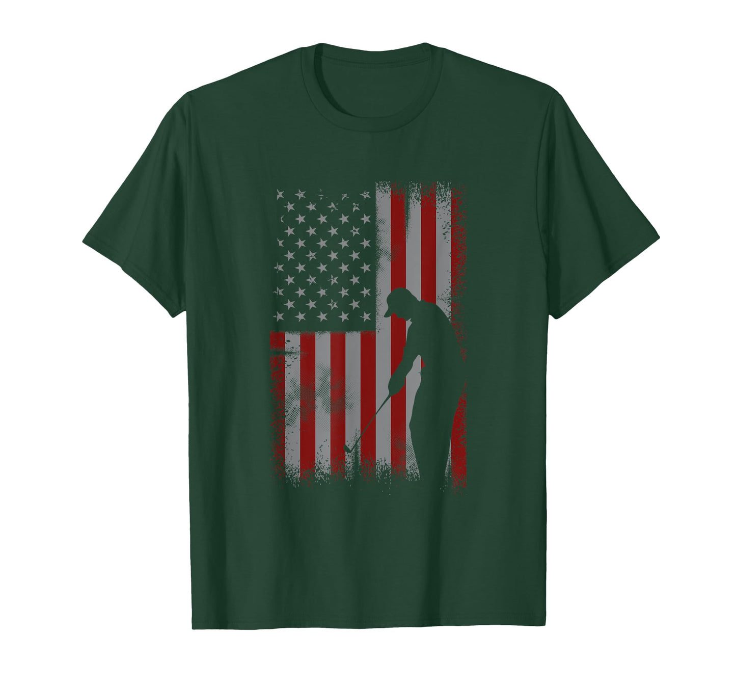 Retro American Flag Golf Gift for Golfer Men Golf Club Gift T-Shirt