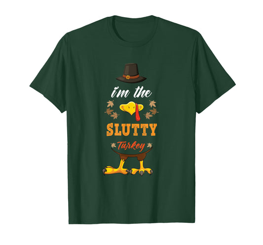 Slutty Turkey matching thanksgiving outfits couples pjs T-Shirt