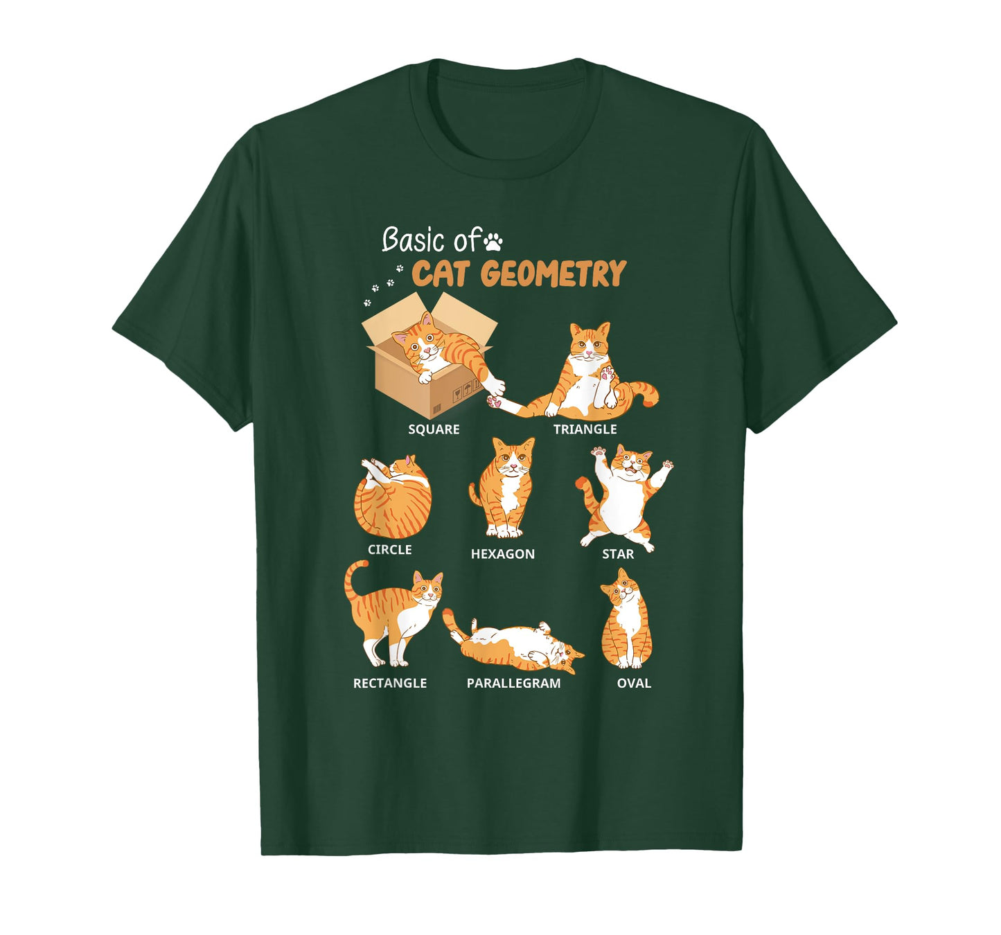Basic Cat Geometry Cute Cat Lover Math School T-Shirt for Men Women Kids