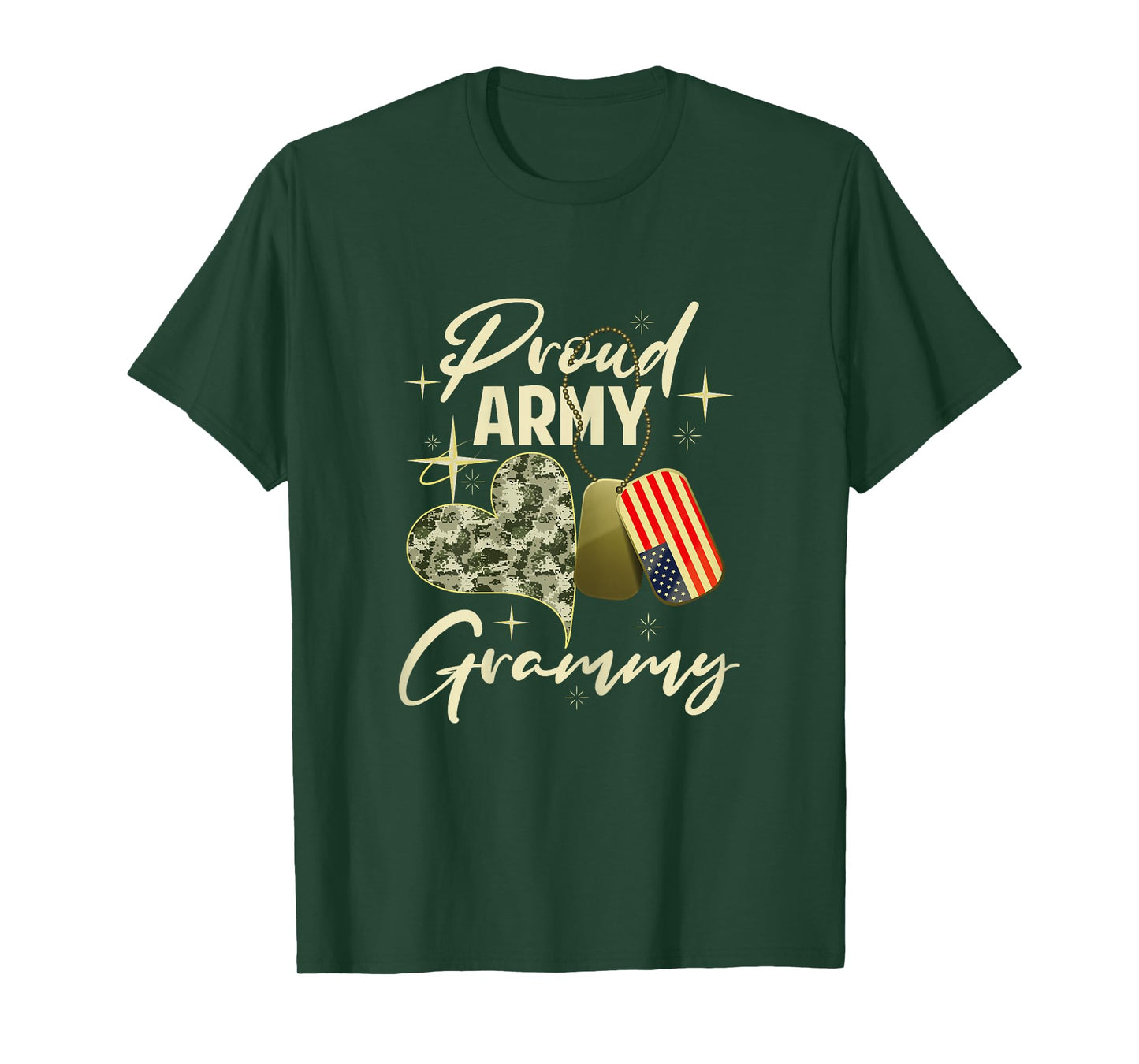 Proud Army Grammy Camouflage Mother's Day Dog Tag US Flag T-Shirt