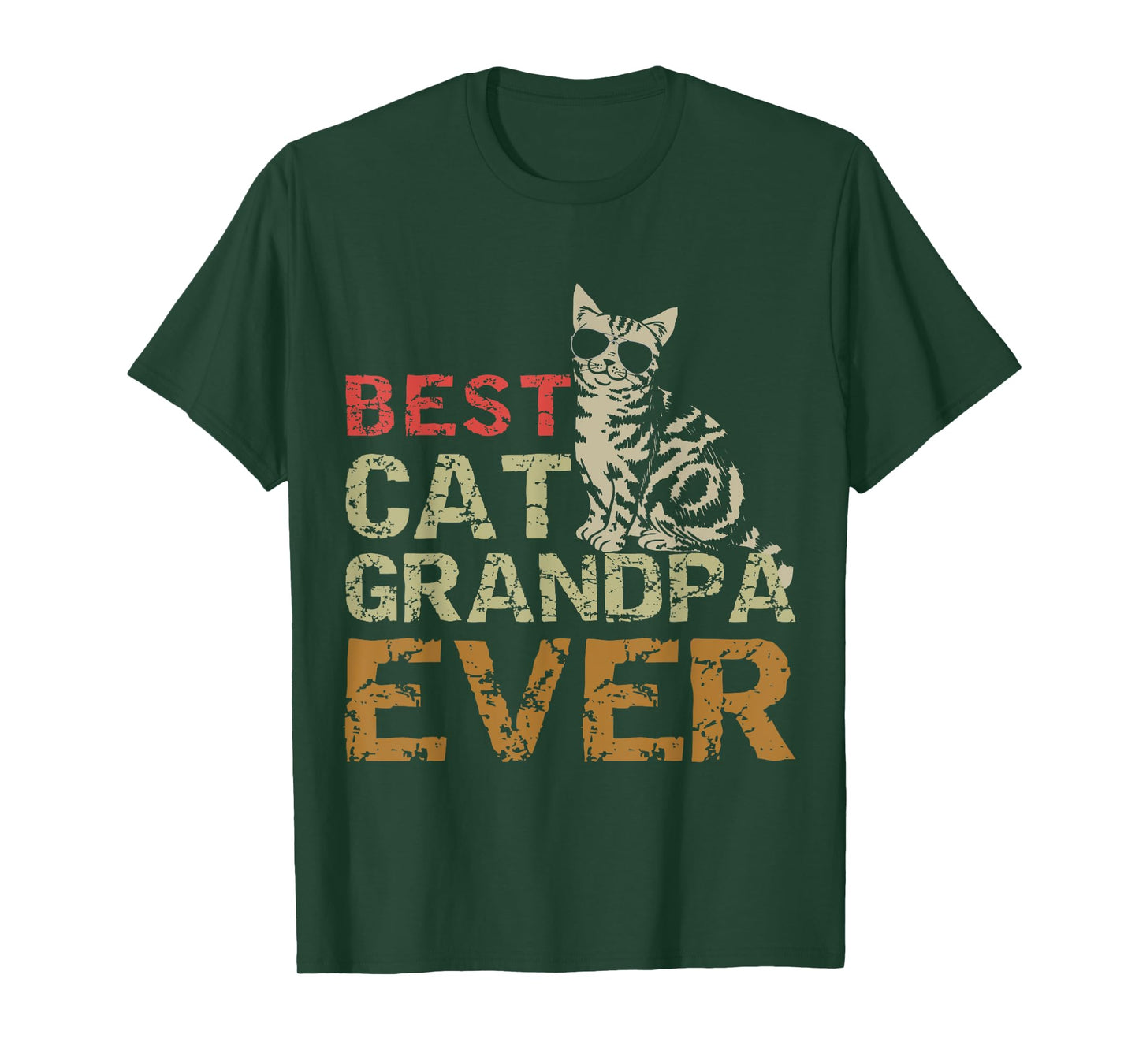 Best Cat Grandpa Ever Funny Cat Kitty Lover Retro Style Gift T-Shirt for Men Women Girls Kids