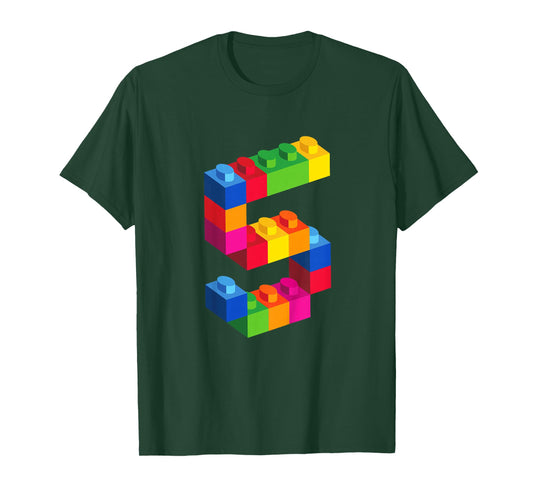 5 Year Old Building Blocks Birthday T Shirt Bricks 5th Gift T-Shirt