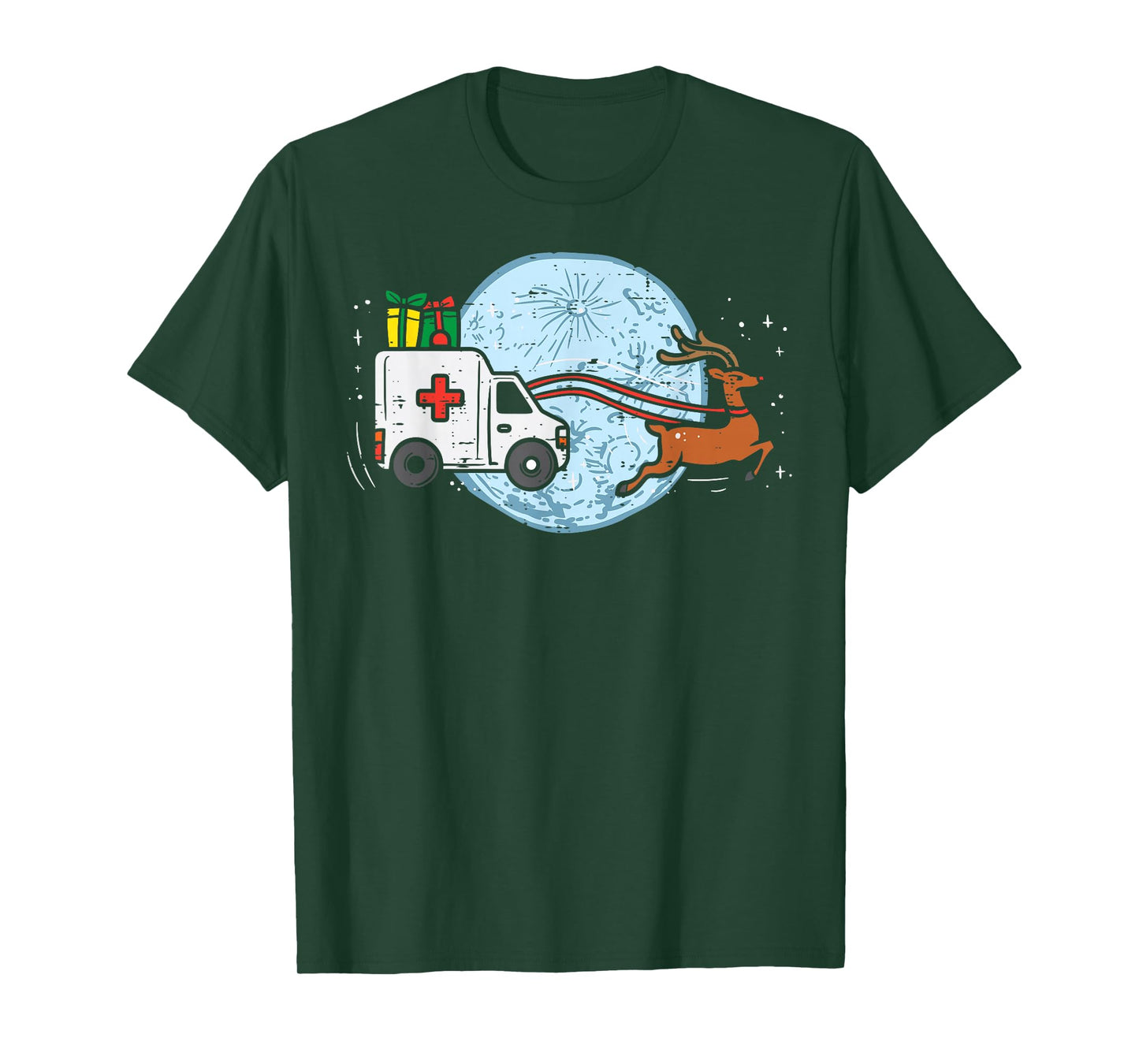 Ambulance Reindeer Nurse Christmas Winter Scrub Xmas Medical T-Shirt