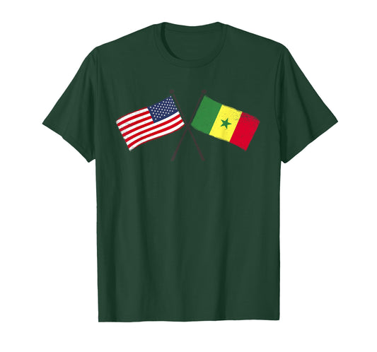 USA Senegal Crossed Flags American Senegalese Friendship T-Shirt