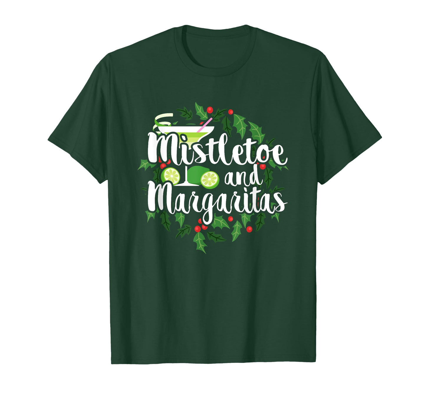 Christmas Shirts Mistletoe and Margaritas Tees Alcohol Gifts T-Shirt