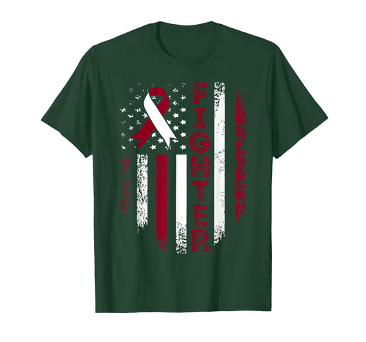 Fighter USA Flag Throat Cancer Awareness Throat Cancer T-Shirt