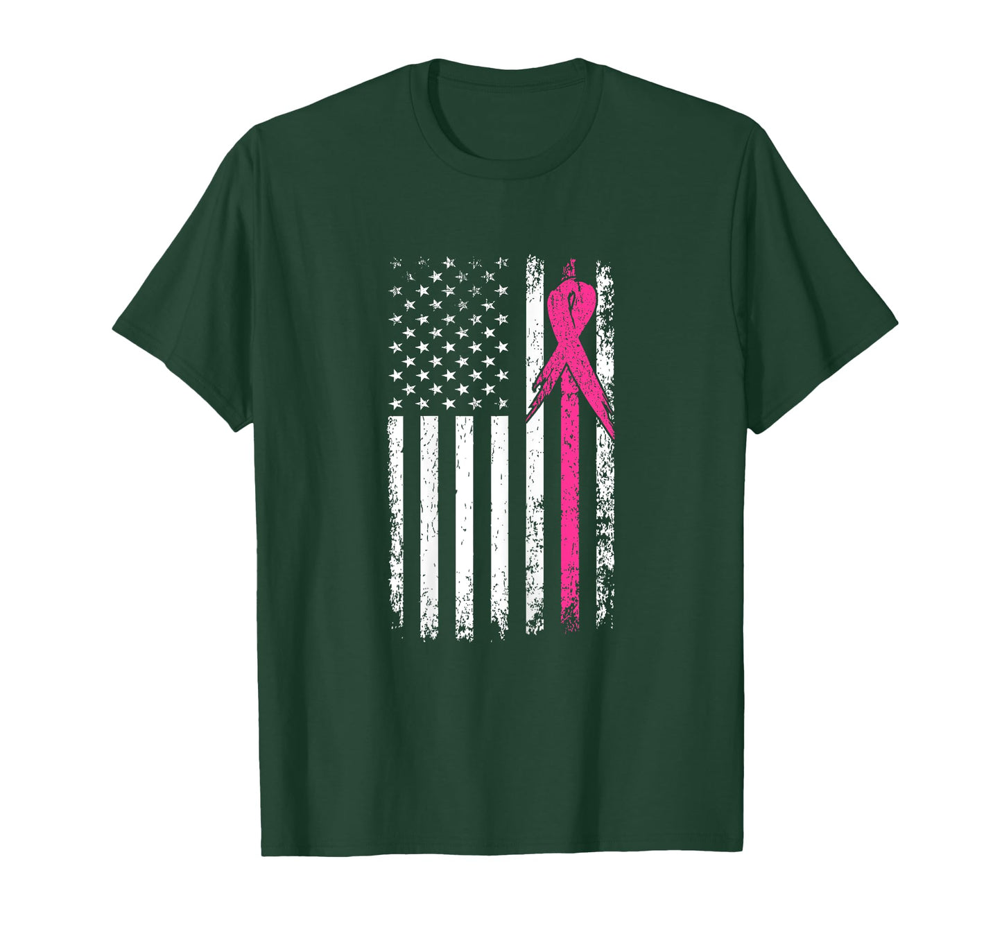 American Flag Pink Ribbon Breast Cancer Awareness Month Women T-Shirt