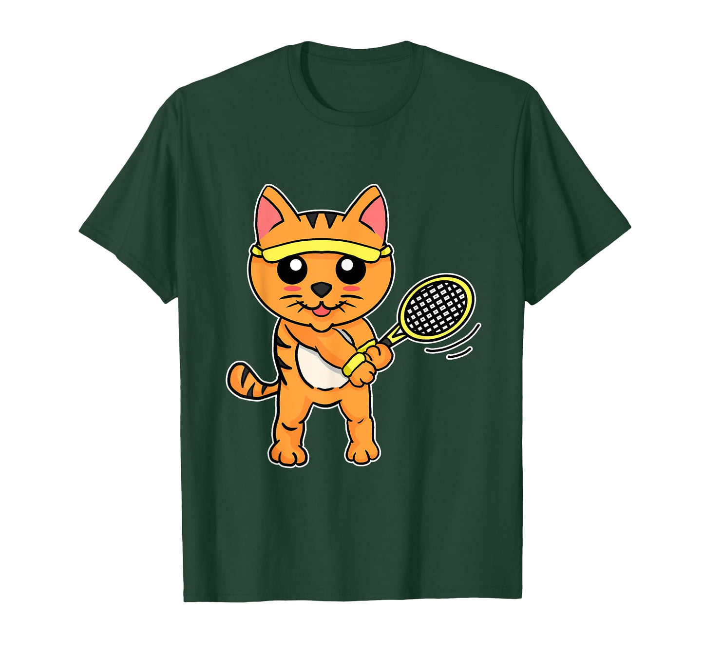 Funny Tennis Racket Gift Cat Playing Tennis Men Women Girls Kids T-Shirt