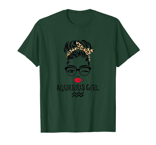 Aquarius Girl Wink Eye Woman Face Wink Eyes Lady Birthday T-Shirt