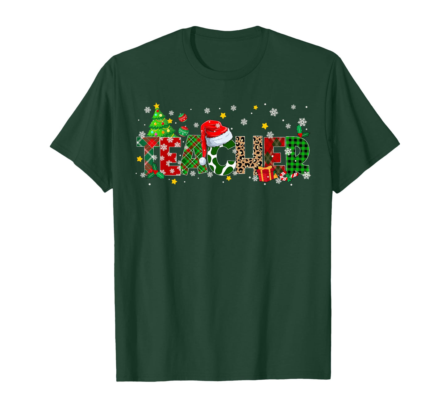 Teacher Christmas Plaid Pajamas Pjs Xmas Men Women T-Shirt