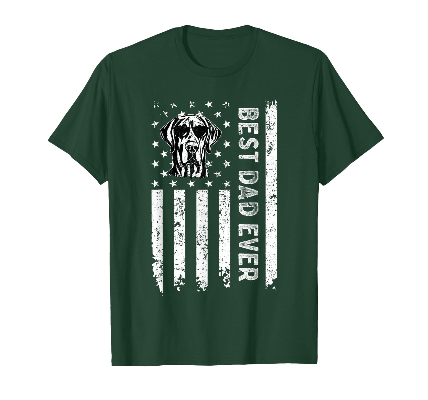 Best Great Dane Dog Dad Ever Fathers Day USA Flag T-Shirt for Men Women Kids
