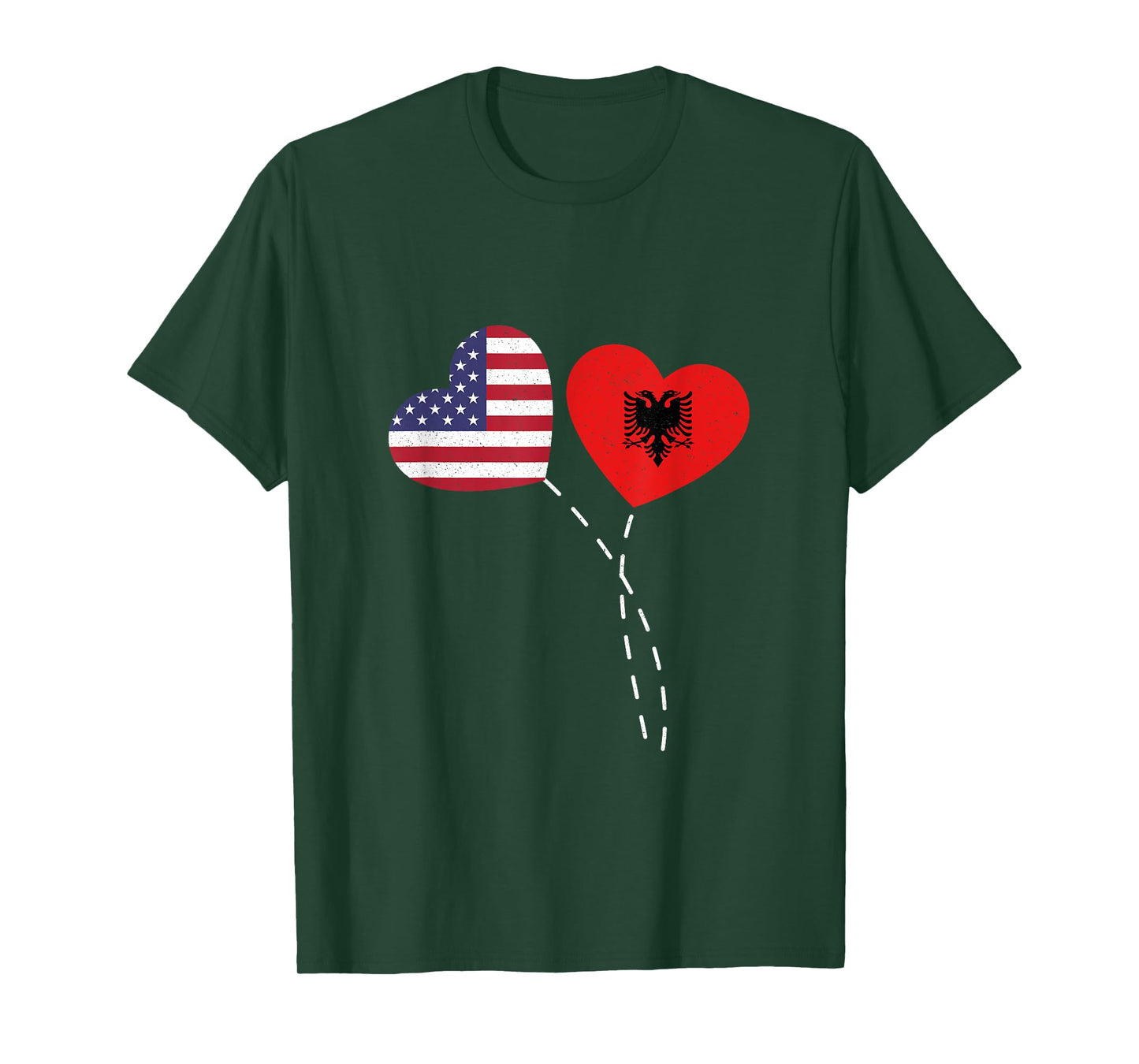 Loving Albania USA Flag Heart Albanian Americans Love T-Shirt