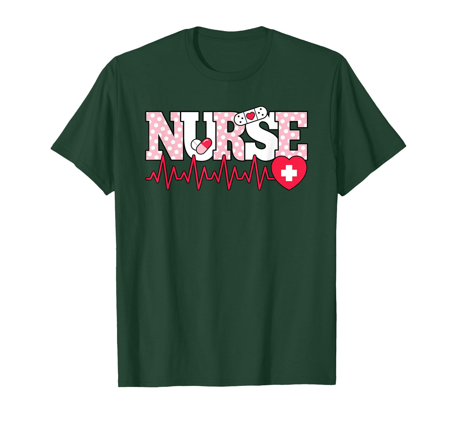 Cute Pink Nurse Heartbeat Nursing Women T-Shirt