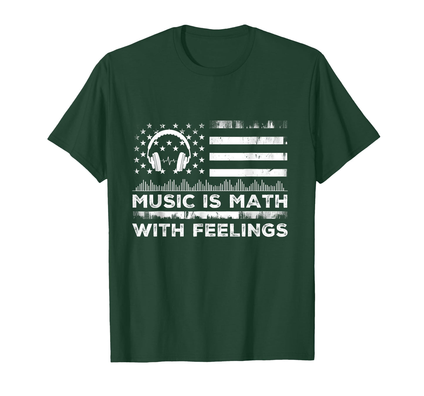 Music Is Math With Feelings Vintage Usa Flag Music Art Lover T-Shirt