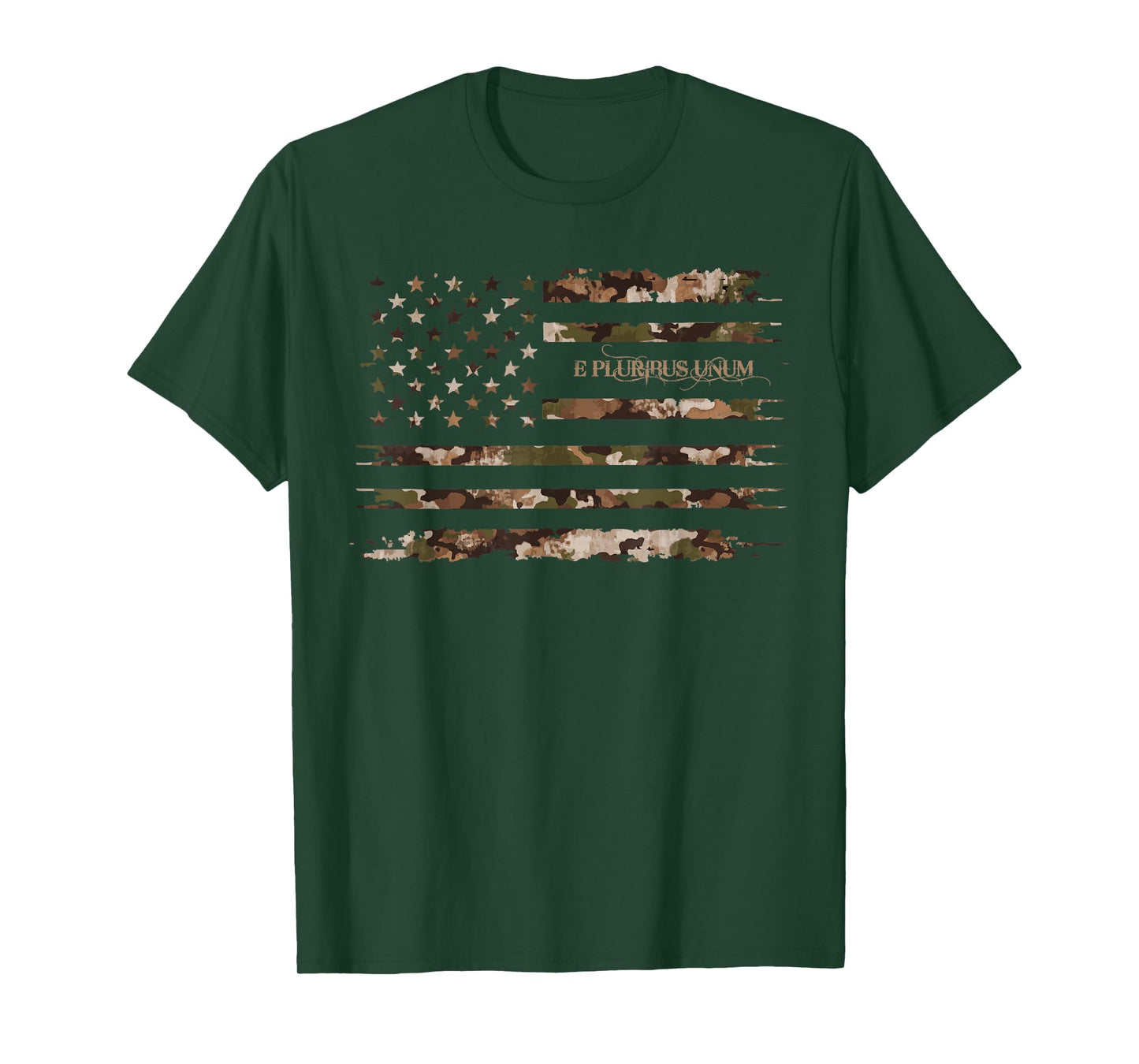 E Pluribus Unum Motto United States Camo Distressed American T-Shirt