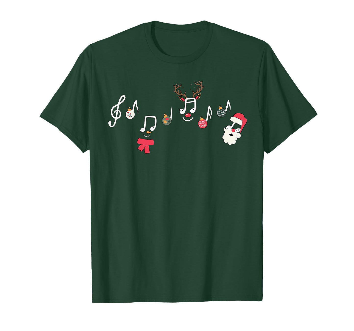 Christmas Santa Snowman Reindeer Music Notes Teacher Holiday T-Shirt