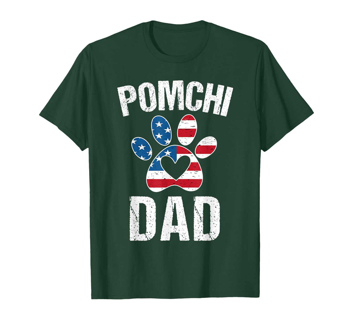 Pomchi Dad Daddy Pomchi Lover Owner American Flag Pomchi Dog Women Kids Men T-Shirt