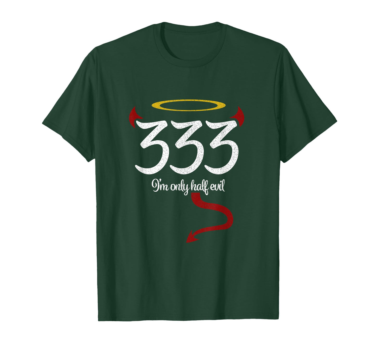 333 I'm Only Half Evil Funny Halloween T-Shirt