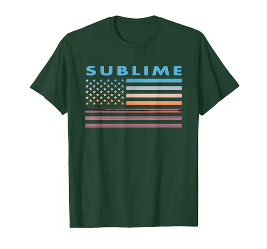 Vintage Sunset American Flag Sublime, Texas T-Shirt
