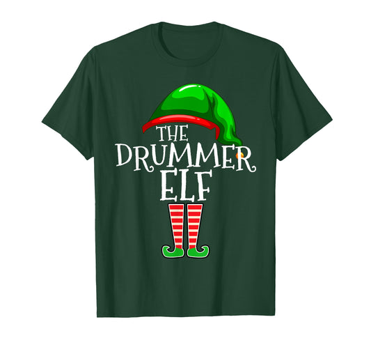 Drummer Elf Group Matching Family Christmas Gift Outfit Drum T-Shirt