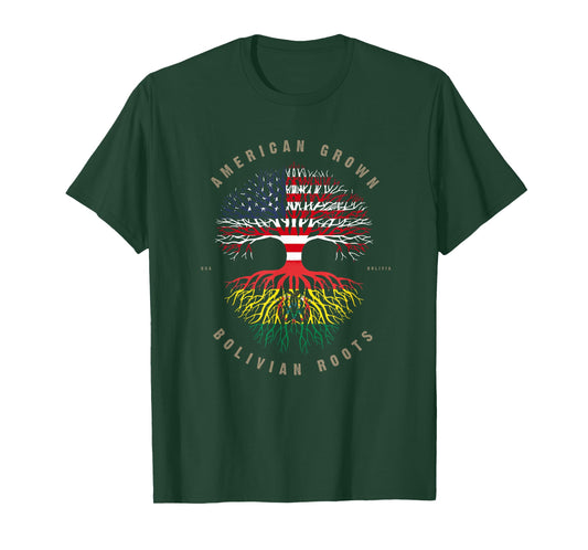 American Grown Bolivian Roots Bolivia Flag T-Shirt T-Shirt