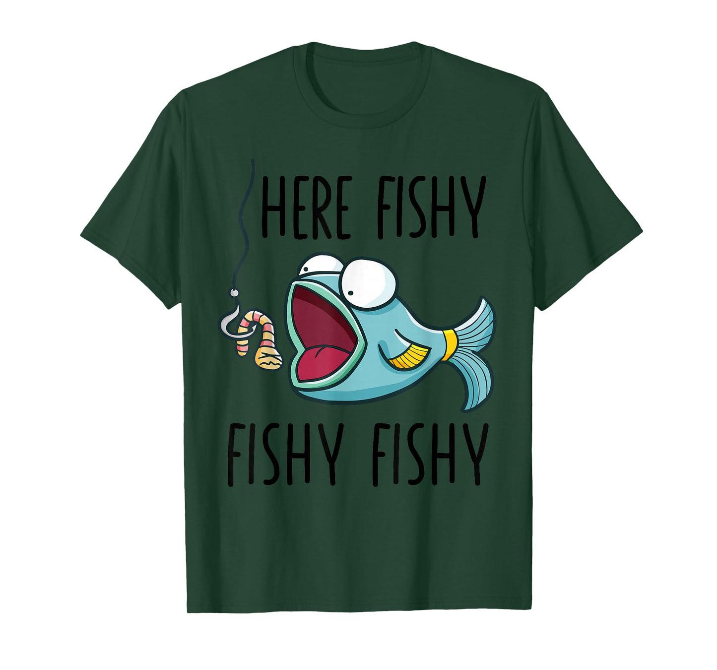 Here-Fishy Shirt Kids Toddler Girls Cute Fish Funny Fishing T-Shirt