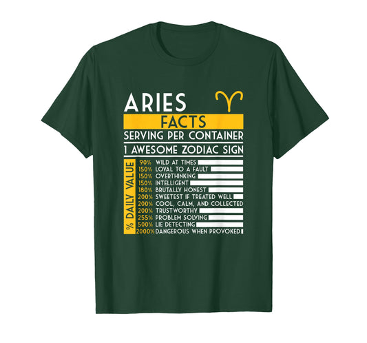 Aries Facts Zodiac Sign Horoscope Funny Astrology T-Shirt