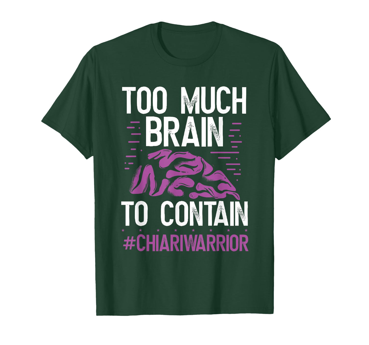Chiari Malformation Awareness Too much Brain Purple Ribbon T-Shirt