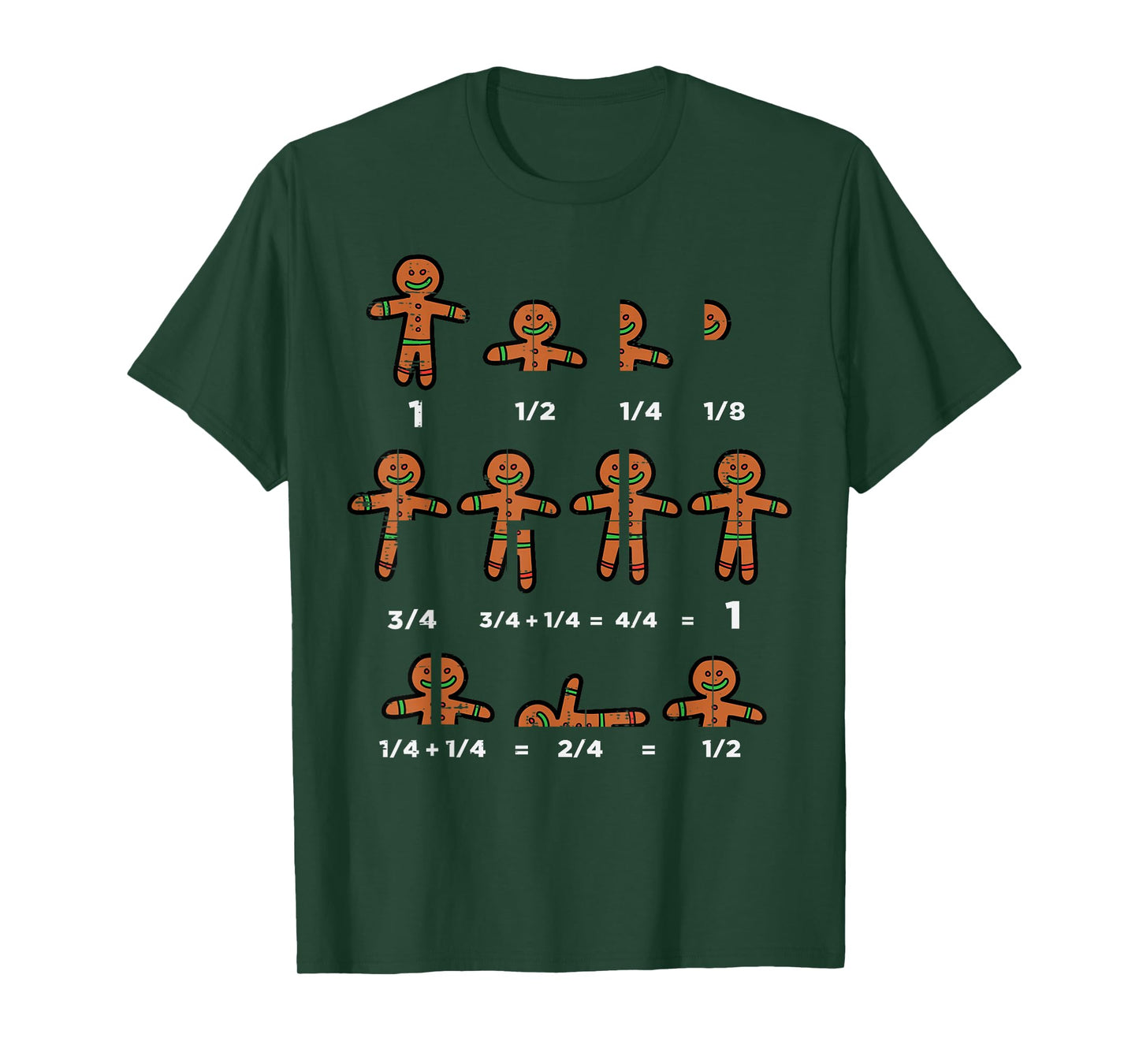 Christmas Gingerbread Fraction Cute Xmas Cookie Math Teacher T-Shirt