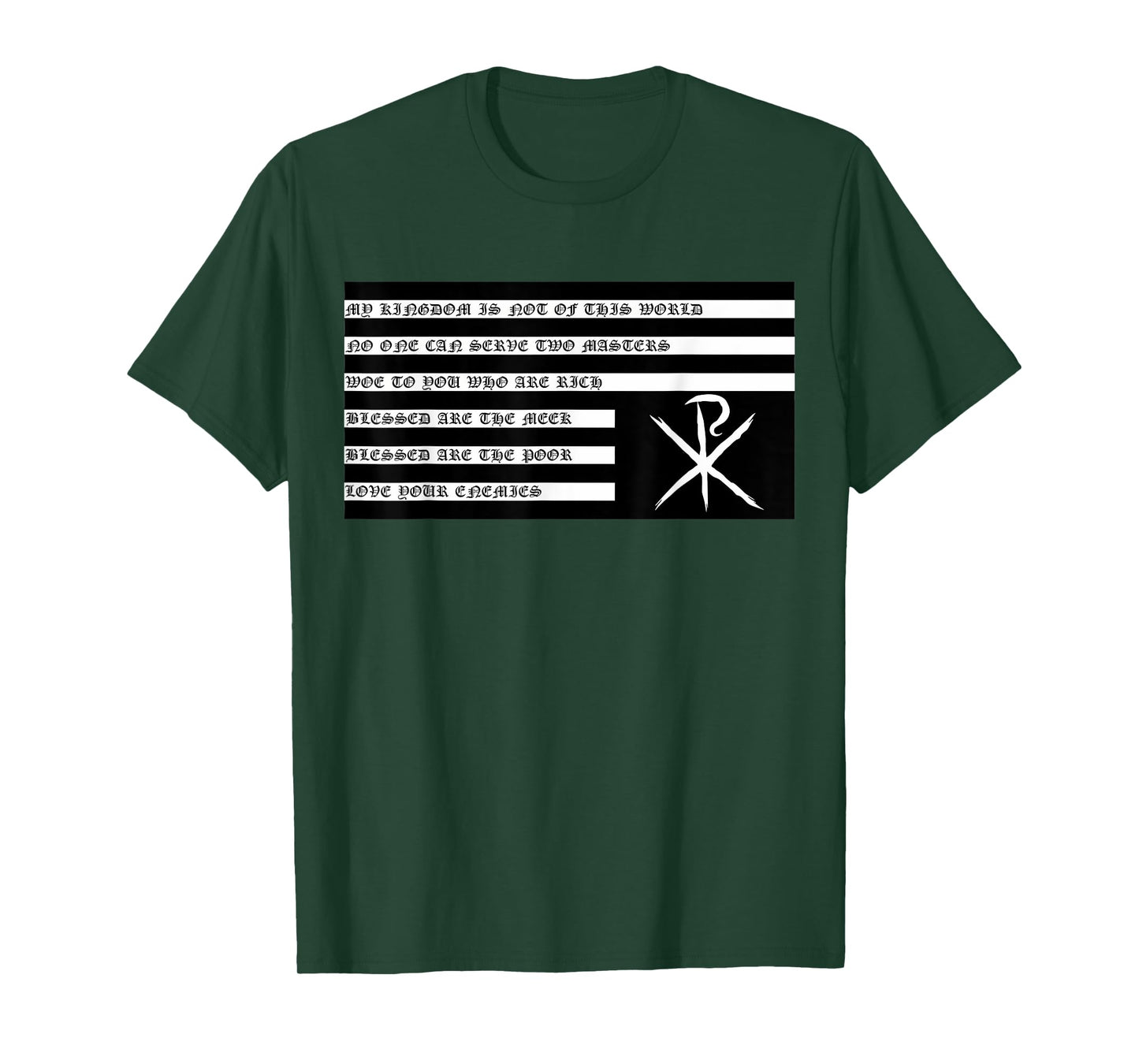 Funny American Flag Christian Nation Chi Rho Tee T-Shirt