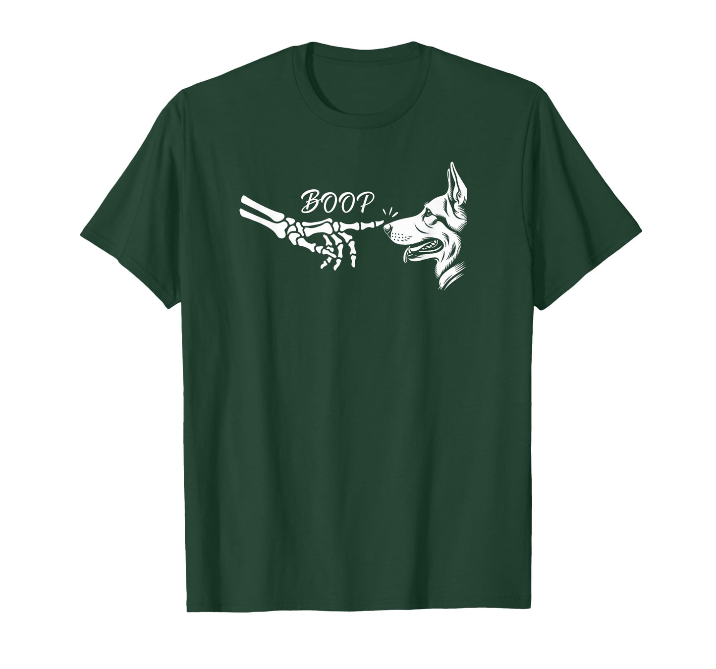 German Shepherd Skeleton Hand Boop Halloween Pet Women Girls T-Shirt