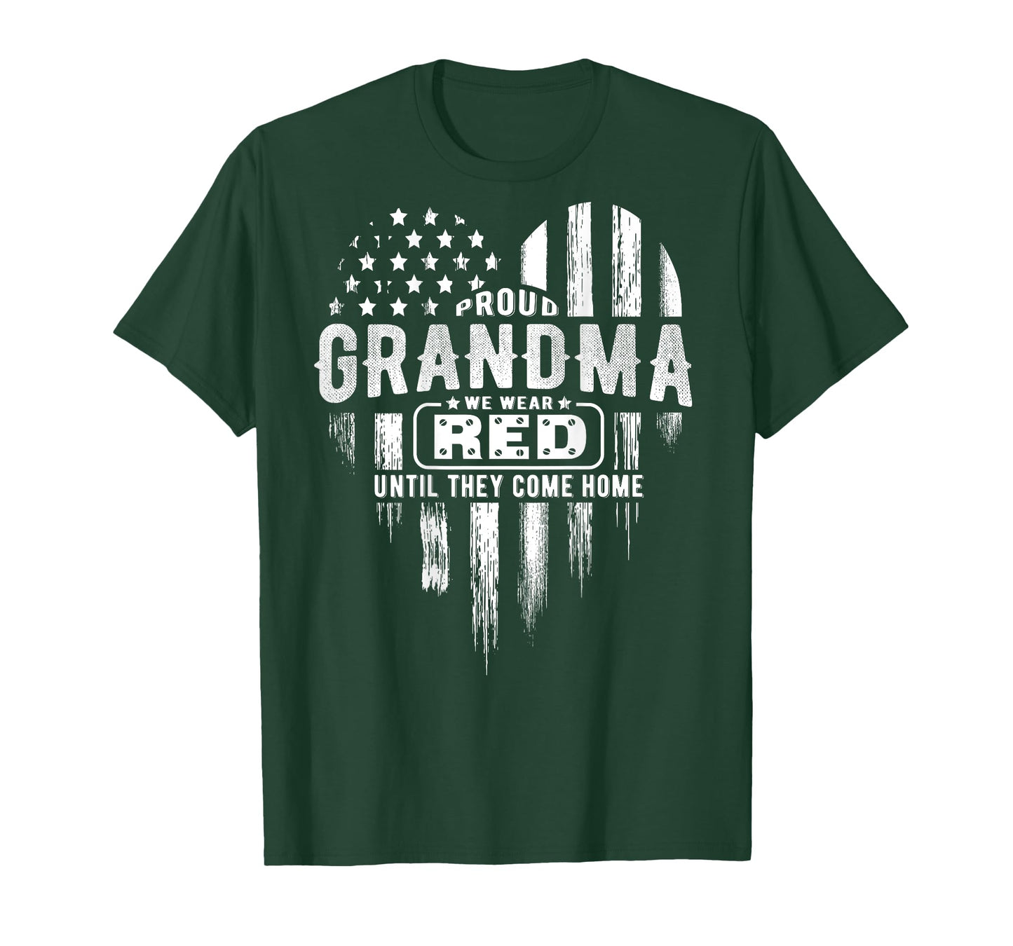 Proud Grandma Red Friday American Flag Heart (on back) Women Men T-Shirt